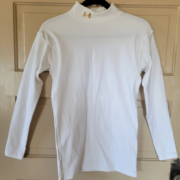 Under Armour Tops - Women Under Armour White Mock Turtle Neck Blouse Cold Gear Fitted Size LG EUC